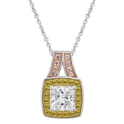 Arista 2 3/8 Carat T.W. Created Pink, Yellow & White Cubic Zirconia Womens Fashion Pendant in Sterling Silver, 18