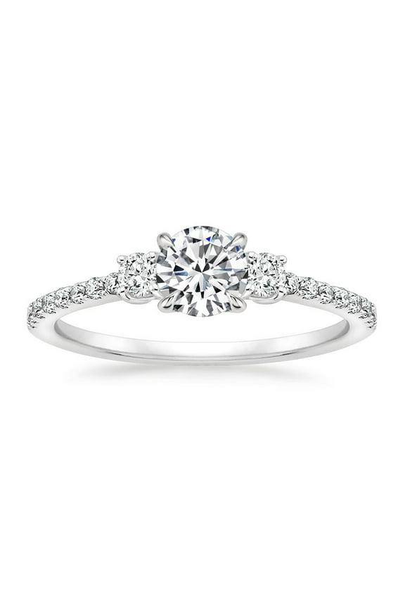 2-3/8 Carat T.W. Round Swarovski Diamond Three Stone Engagement Ring in Sterling Silver