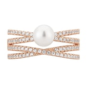 Arista 2 5/8 Carat T.W. Cubic Zirconia and Pearl Womens Cross over Fashion Ring in Sterling Silver