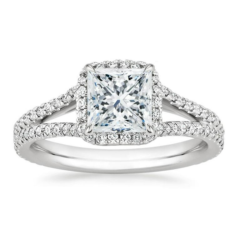 Arista 2 5 8 Carat T.W. Square Swarovski Diamond Split Shank Engagement Ring in Sterling Silver Women s Size 7 White