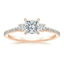 Arista 2-7/8 Carat T.W. Square Swarovski Diamonds White Engagement Ring in Pink plated Sterling Silver