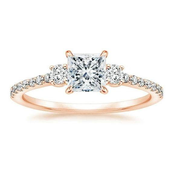 Arista 2-7/8 Carat T.W. Square Swarovski Diamonds White Engagement Ring in Pink plated Sterling Silver