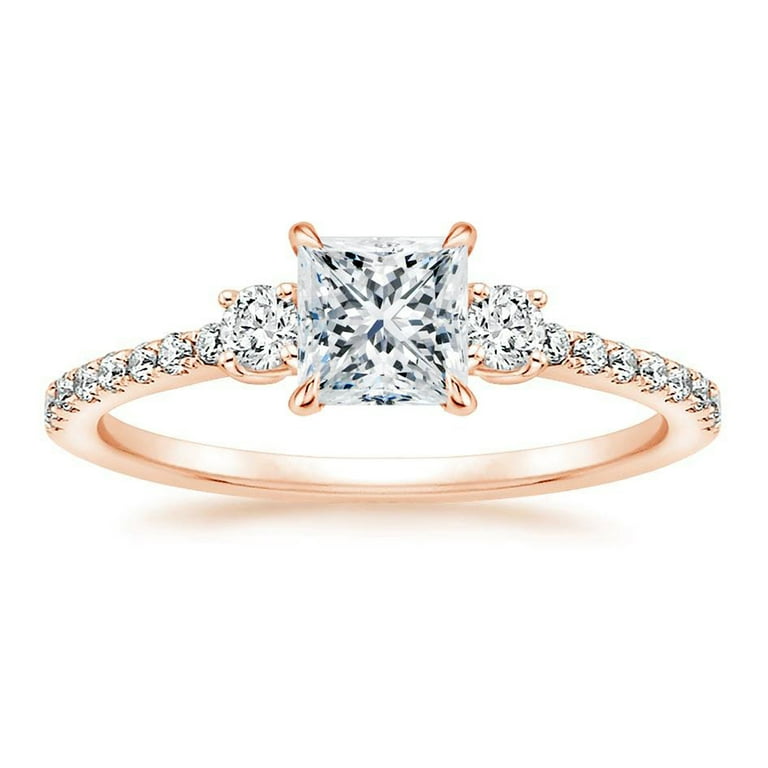 Arista 2 7 8 Carat T.W. Square Swarovski Diamonds White Engagement Ring in Pink plated Sterling Silver