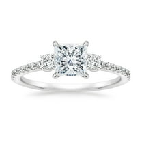 Arista 2-7/8 Carat T.W. Square Swarovski Diamonds White Engagement Ring in Sterling Silver