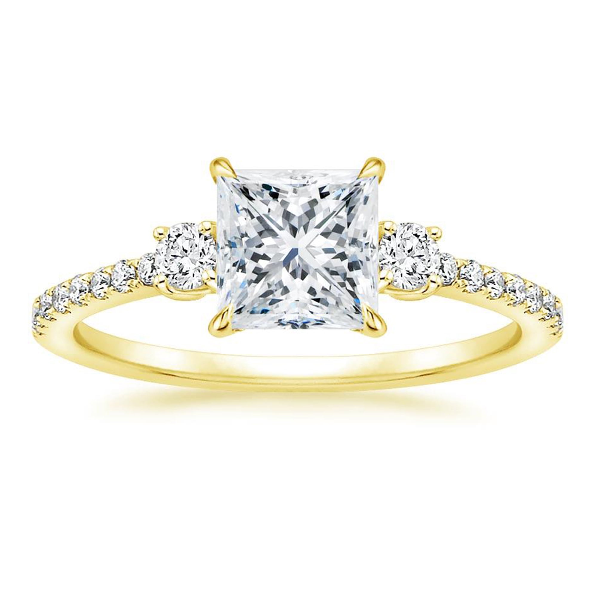 Arista 2-7/8 Carat T.W. Square Swarovski Diamonds White Engagement Ring in Yellow plated Sterling Silver