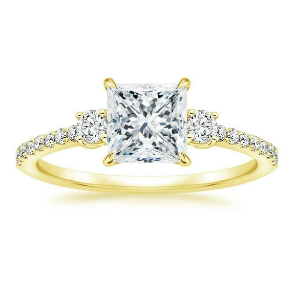 Arista 2-7/8 Carat T.W. Square Swarovski Diamonds White Engagement Ring in Yellow plated Sterling Silver