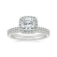 thumbnail image 1 of Arista 2 Carat T.W. Cushion Swarovski Diamond Halo Bridal Set in Sterling Silver, 1 of 3