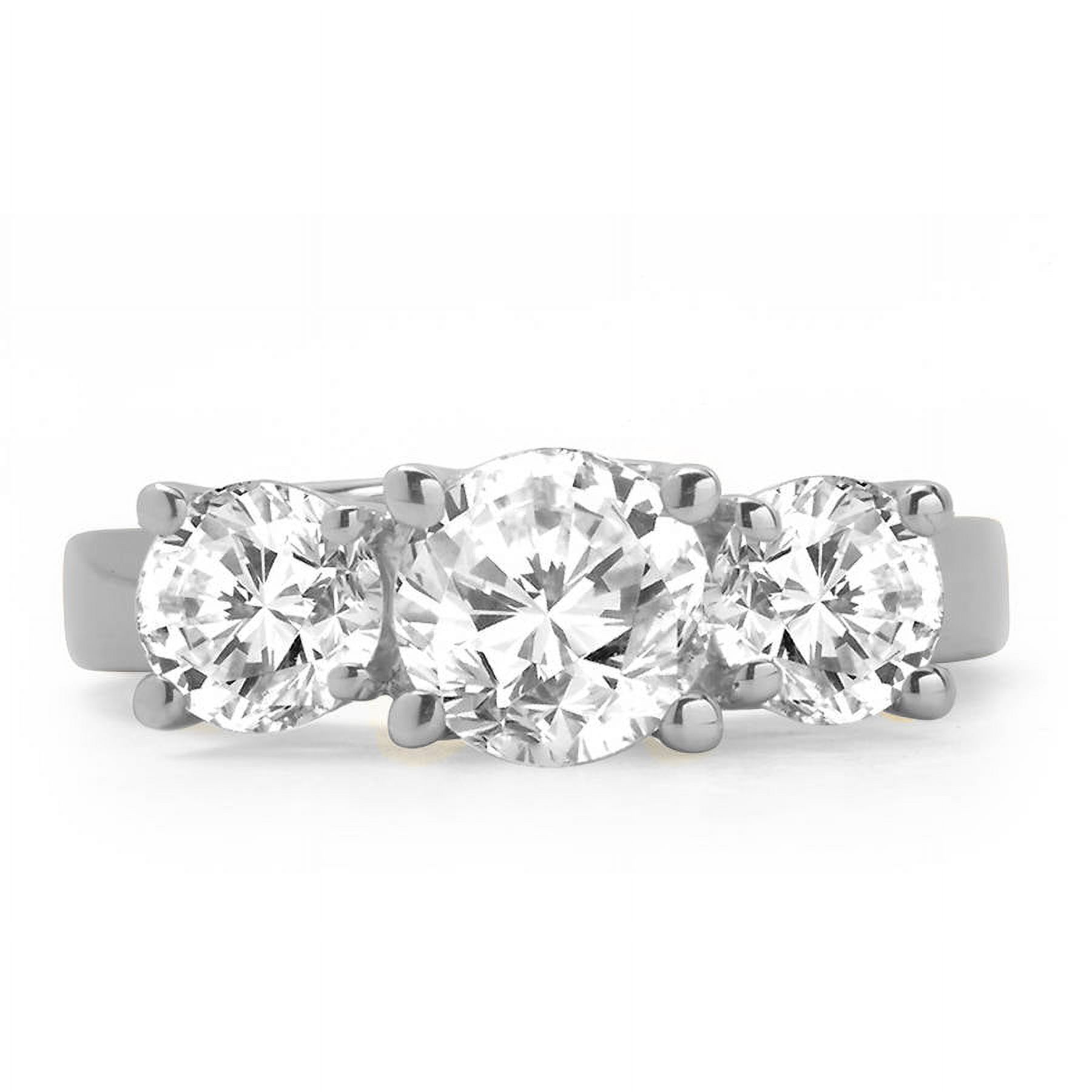 Arista 2 ct Round Cut White Diamond 3-Stone Ring 14K White Gold (H-I, I2-I3) - image 1 of 6