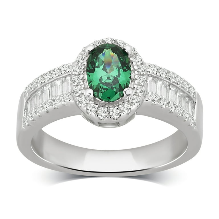 Arista Carat Created Emerald and Cubic Zirconia White