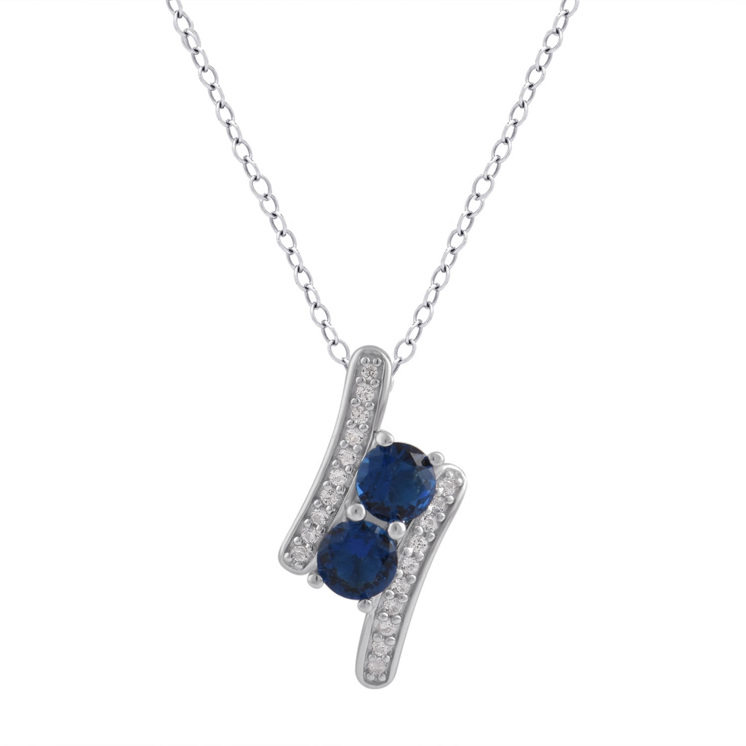 Arista 3/8 ct Gemstone Women's Two-Stone Fashion Pendant in Sterling Silver, 18"