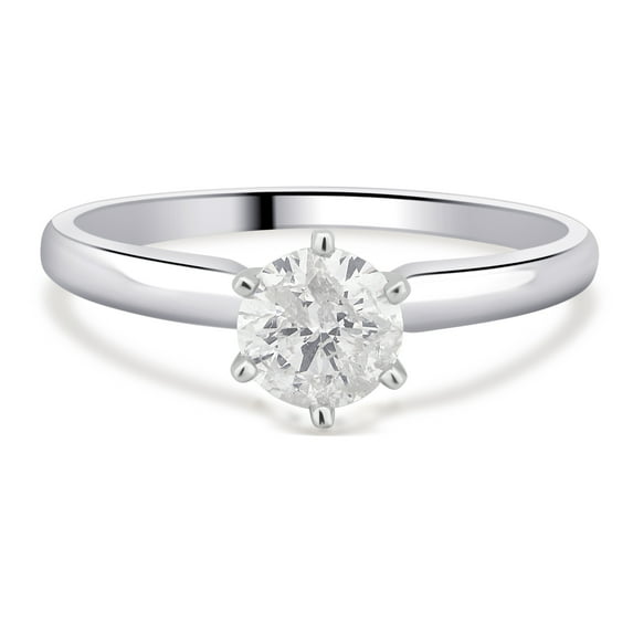 Arista 3/8 ct Round Diamond Solitaire Engagement Ring in 14K White Gold (J/I2)