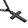 thumbnail image 1 of Arista Black Cubic Zirconia Diamonds Cross Men's Pendant in Black Plated Stainless Steel, 24", 1 of 2