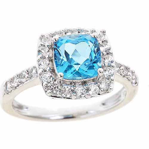 Arista Blue Topaz and Created White Sapphire Sterling Silver Women's ...