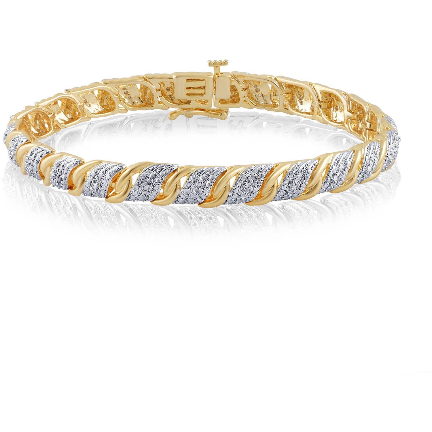 Arista Brass Fashion Diamonds Bracelet 1/4-7.5 ct. t.w. in Yellow Gold Plated