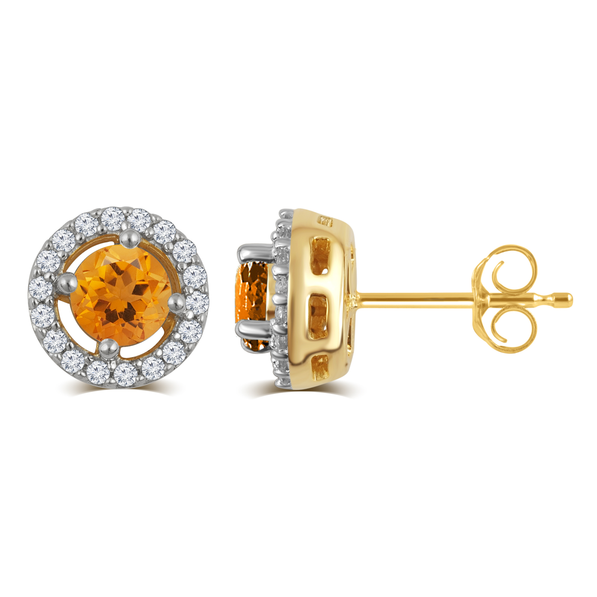 Arista Citrine and White Sapphire Birthstone Women's Earring in Sterling Silver