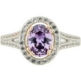 thumbnail image 1 of Arista Created Amethyst and White Sapphire Gemstone Split Shank Ring in Two-Tone Sterling Silver, 1 of 4