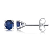 Arista Created Blue Sapphire Stud Earrings in Sterling Silver