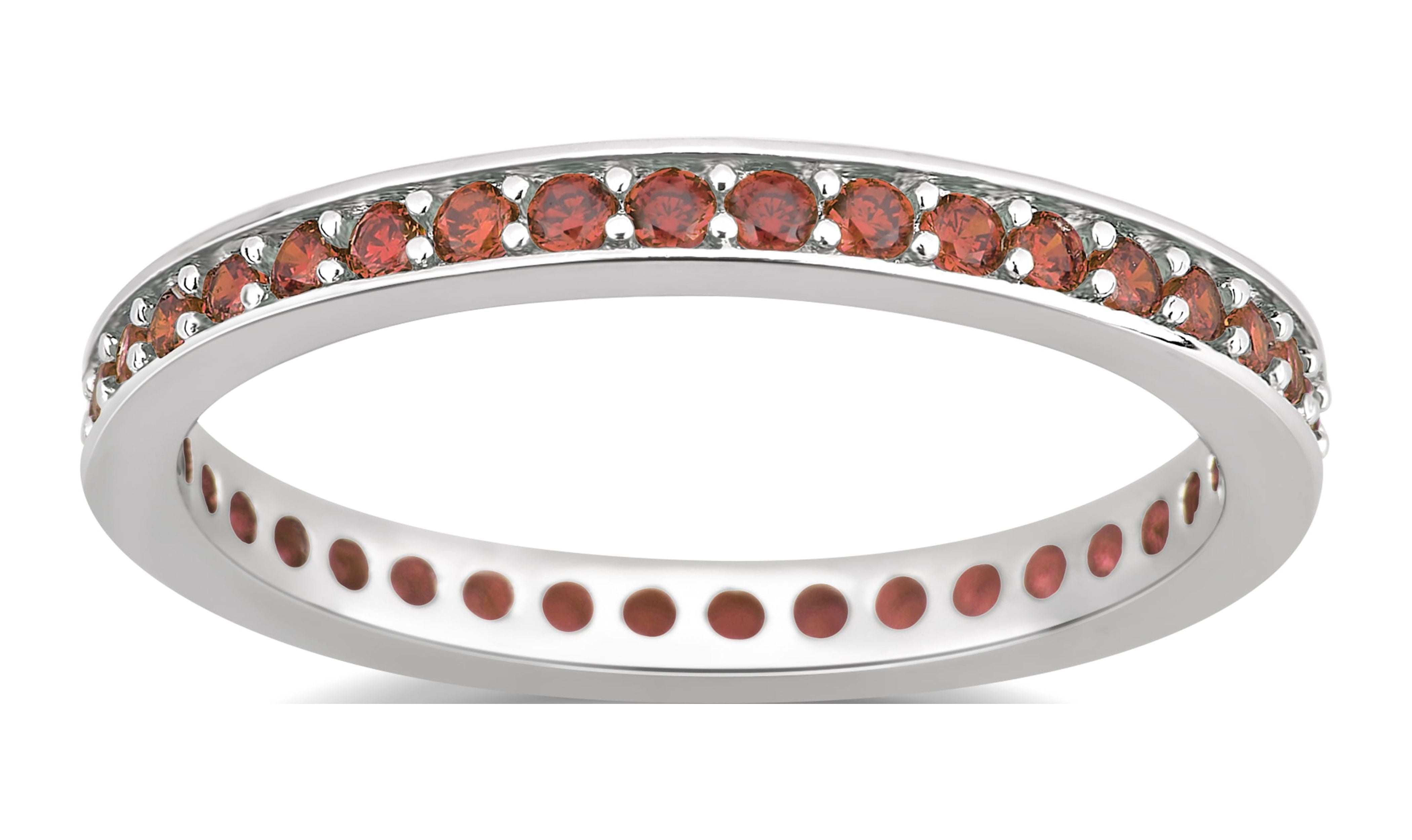 Arista Created Citrine Eternity Fashion Women's Wedding Band in Silver Overlay Brass