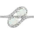 thumbnail image 1 of Arista Created Opal and White Sapphire Gemstone Two Stone Ring in Sterling Silver, 1 of 1
