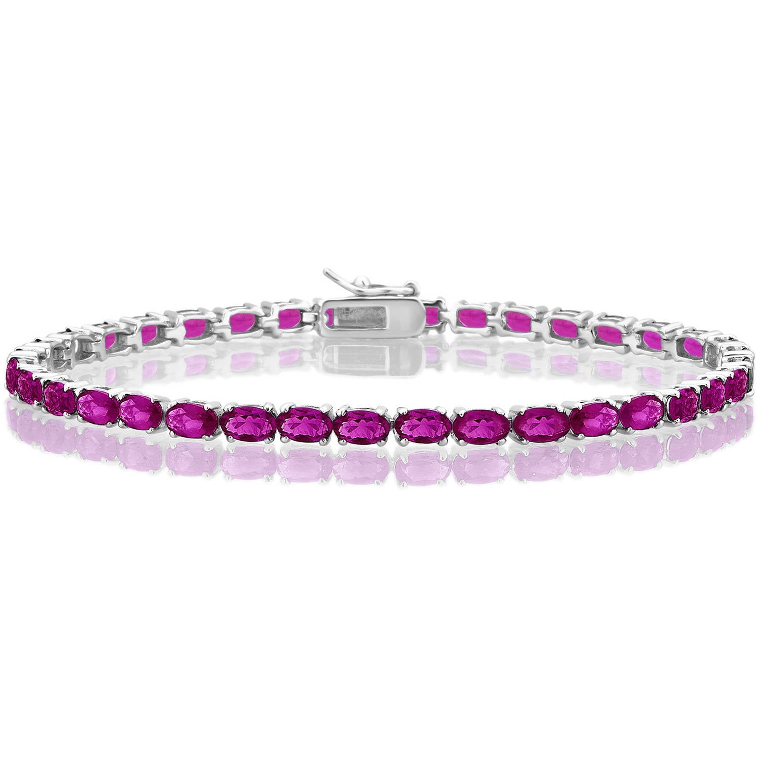 Arista Created Ruby Gemstone Women's Tennis Bracelet in Sterling Silver, 7.5"