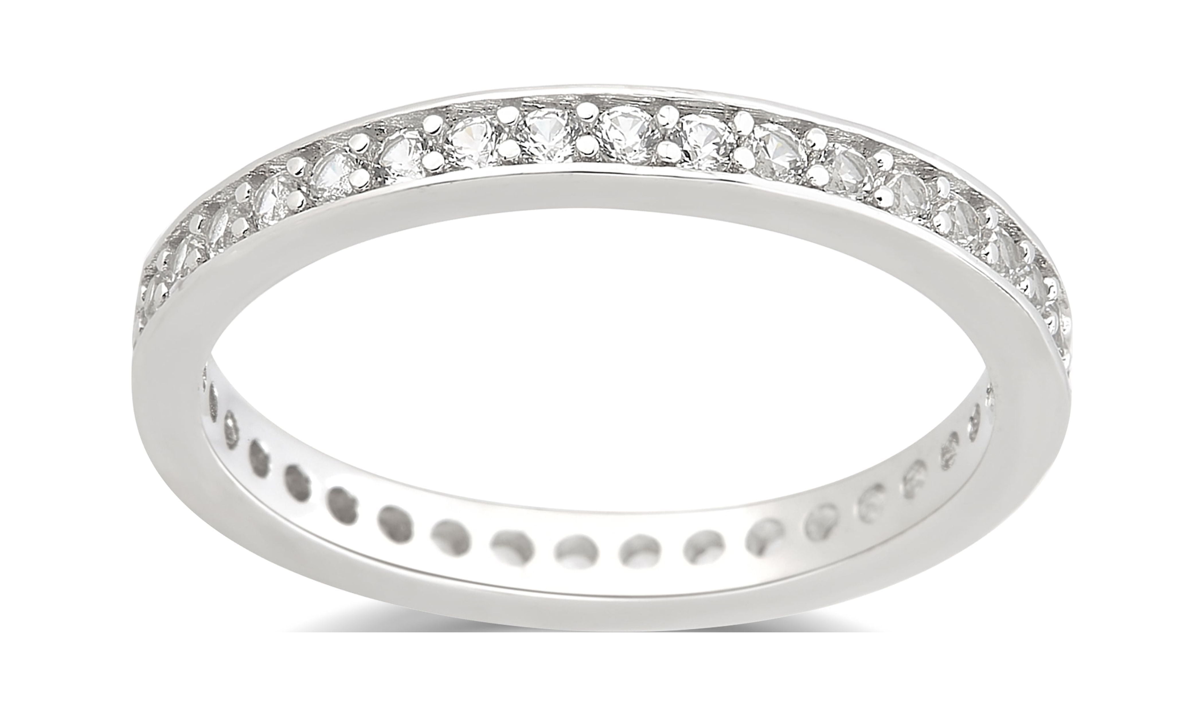 Arista Created White Sapphire Women's Fashion Eternity Wedding Band in Silver Overlay Brass