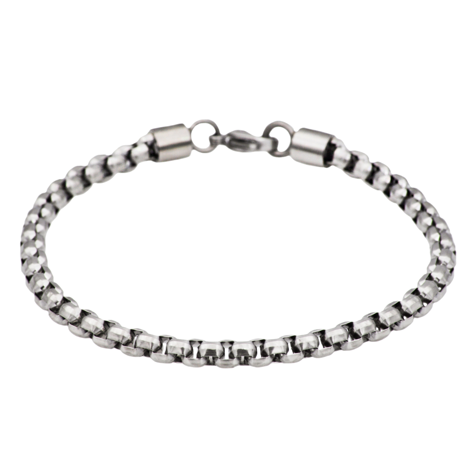 Arista Cubic Zirconia Men's Box Rolo Link Bracelet in Stainless Steel, 8.5"
