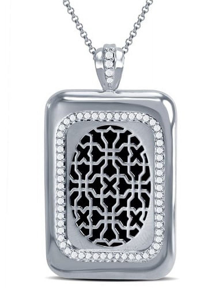 Arista Cubic Zirconia Studded Rhodium Plated Women's Cuff Pendant in Brass, 18"
