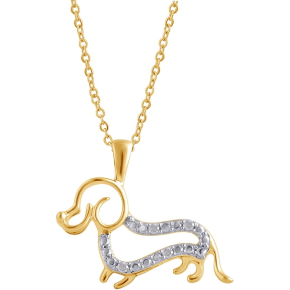 Arista Diamond Accent 14K Gold Tone Puppy Pendant in Brass, 18"