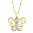 thumbnail image 1 of Arista Diamond Accent 14K Gold Tone Women's Butterfly Pendant in Brass, 18", 1 of 2