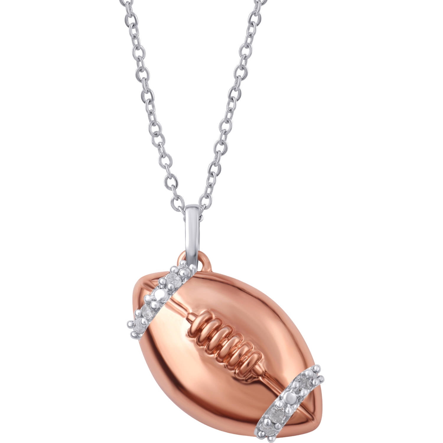 Arista Diamond Accent 14K Rose Tone American Football Pendant in Brass, 18"