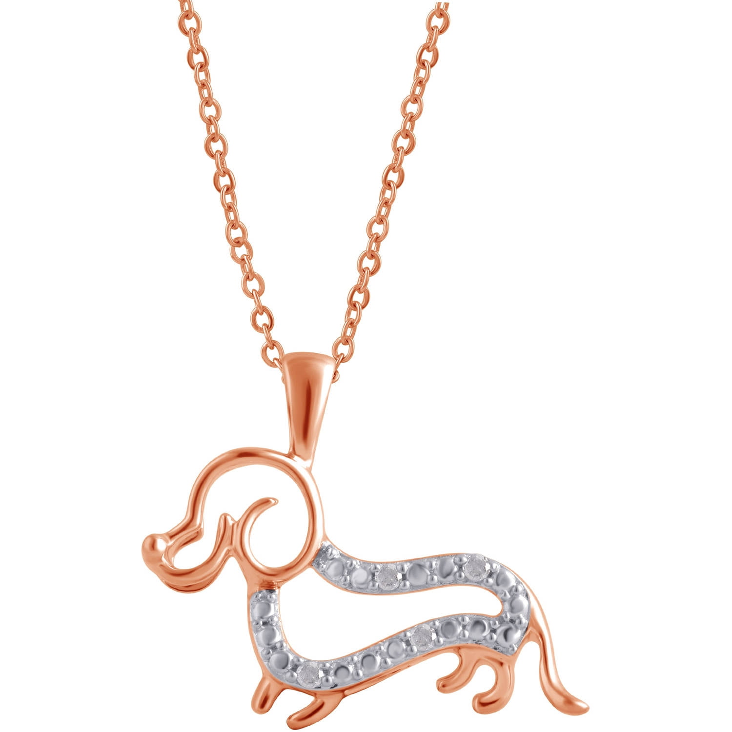 Arista Diamond Accent 14K Rose Tone Women's Puppy Pendant in Brass, 18"