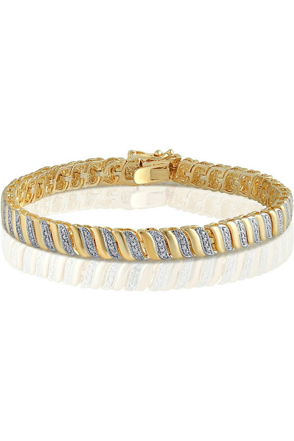 Diamond Accent 14k Gold Over Brass S Design Fashion Bracelet