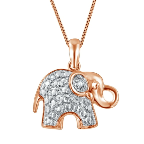 Arista Diamond Accent 14k Rose Gold plated Elephant Pendant in Brass, 18"