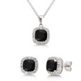 thumbnail image 1 of Arista Diamond Accent, Created Black Onyx & White Sapphire 3 Pcs Jewelry Set in Sterling Silver, 18", 1 of 5