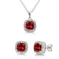thumbnail image 1 of Arista Diamond Accent, Created Garnet & White Sapphire 3 Pcs Jewelry Set in Sterling Silver, 18", 1 of 5