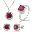 thumbnail image 1 of Arista Diamond Accent, Created Ruby & White Sapphire Women's 3 Piece Jewelry Set in Sterling Silver, 18", 1 of 8