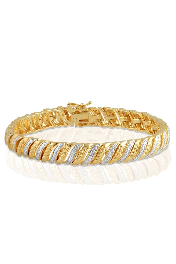 Diamond Accent Fashion Bracelet 14k Gold over Brass, 7.5"