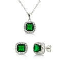 thumbnail image 1 of Arista Diamond Accent, Green Emerald & White Sapphire Women's Ring, Earring & Pendant Set in Sterling Silver, 18", 1 of 6