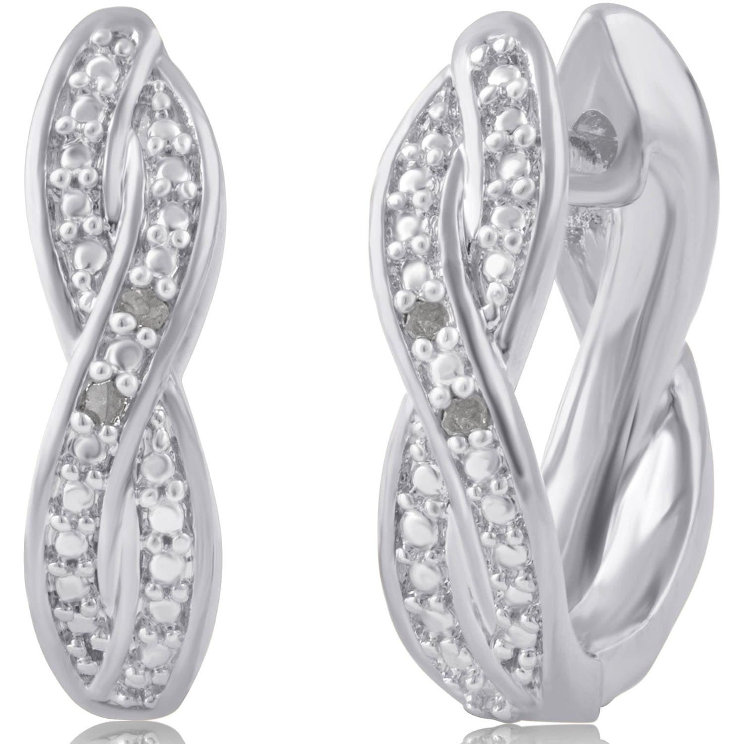 Arista Diamond Accent Infinity Women's Hoop Earrings in Rhodium Plated Brass