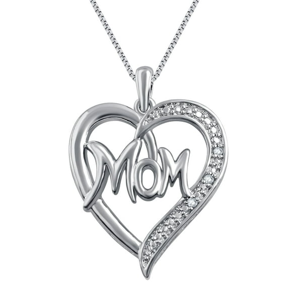 Beyond Brilliance Diamond Accent Love Mom Heart Pendant Necklace in Brass
