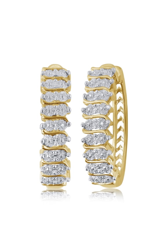Diamond Accent Round Cut Diamond Hoop Earrings for Women