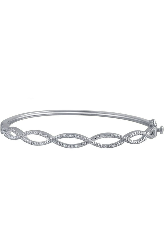 Diamond Accent Silver Tone Over Brass Fashion Bangle