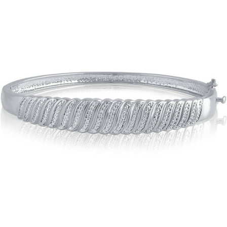 Arista Diamond Accent Silvertone S Design Fashion Bangle