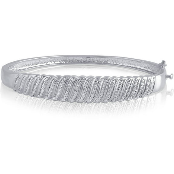 Arista Diamond Accent Silvertone S Design Fashion Bangle