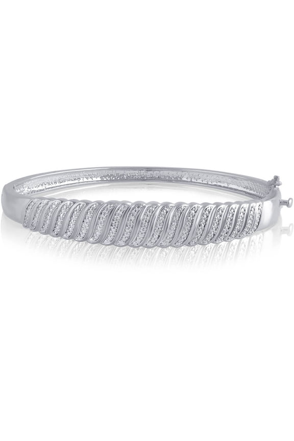 Diamond Accent Silvertone S Design Fashion Bangle