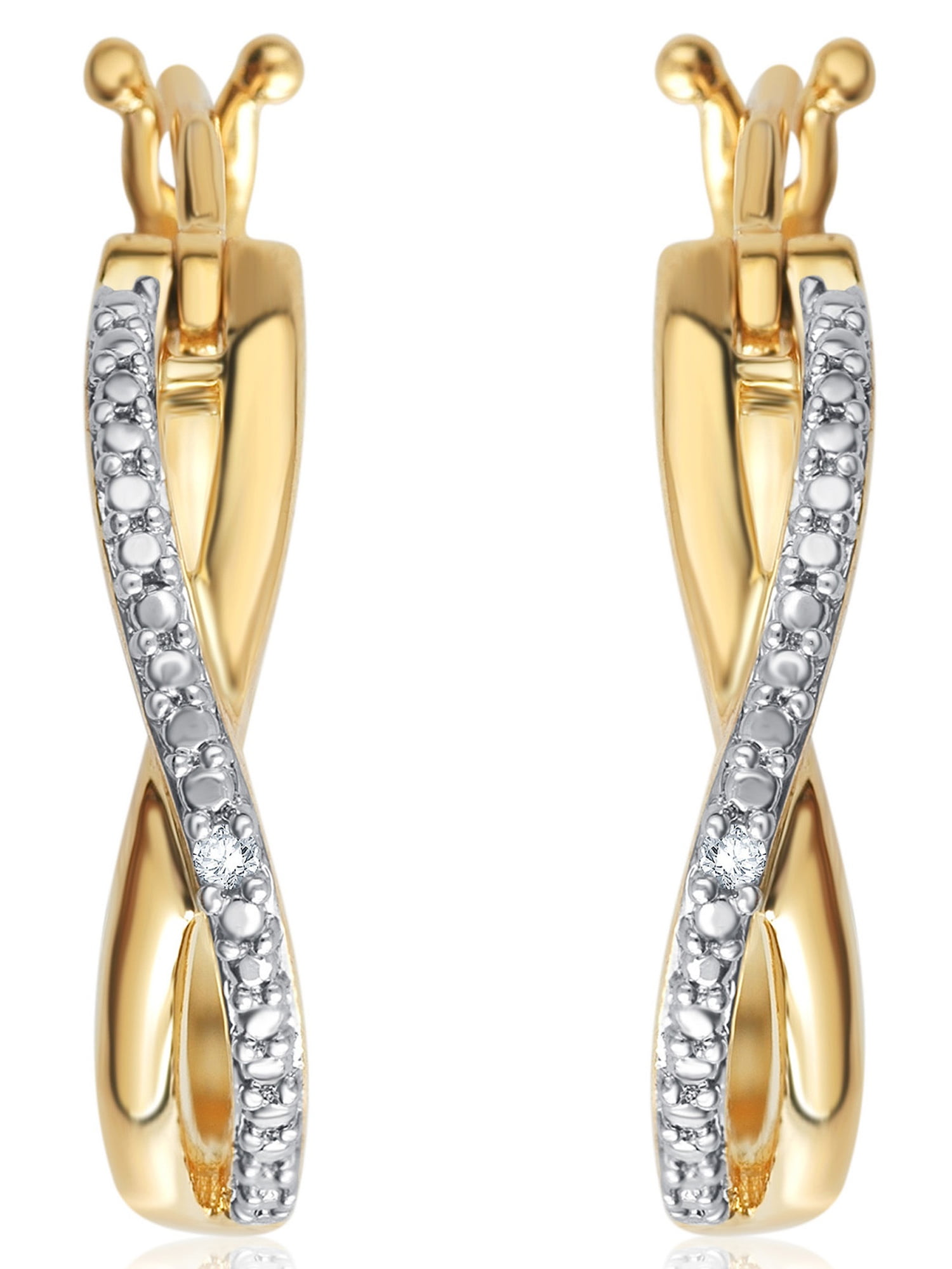 Arista Diamond Accent Twisted Hoop Earring in 14K Yellow Gold Tone over Brass