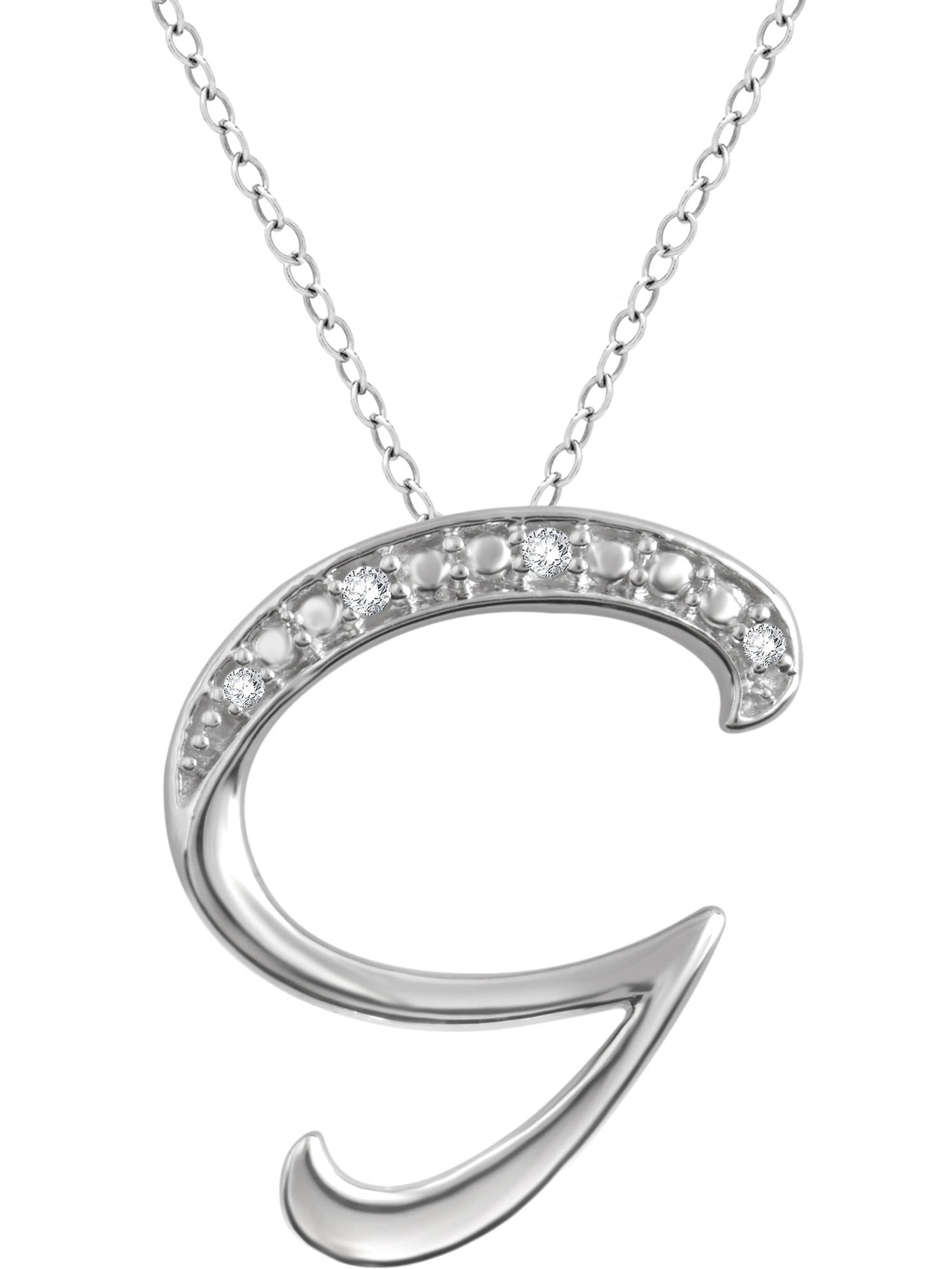 Arista Diamond Accent White "G" Initial Women's Pendant in Sterling Silver, 18"