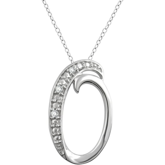 Arista Diamond Accent White "O" Initial Women's Pendant in Sterling Silver, 18"