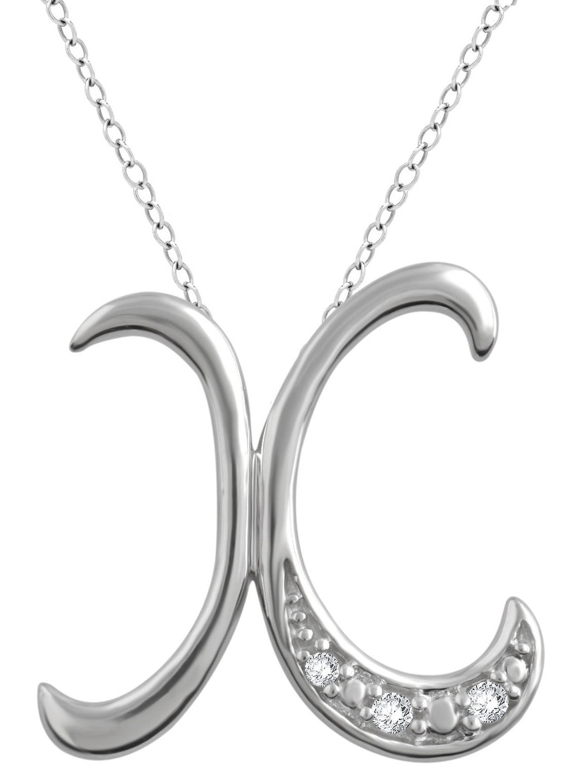 Arista Diamond Accent White "X" Initial Women's Pendant in Sterling Silver, 18"