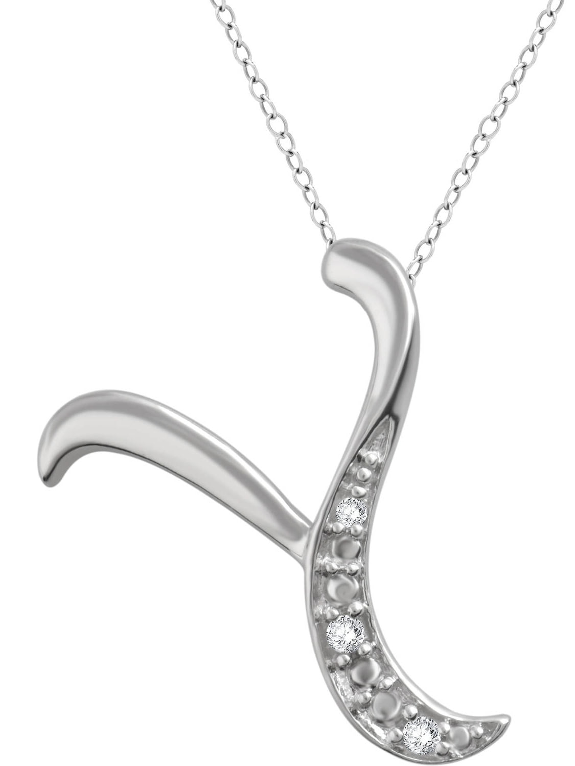 Arista Diamond Accent White "Y" Initial Women's Pendant in Sterling Silver, 18"